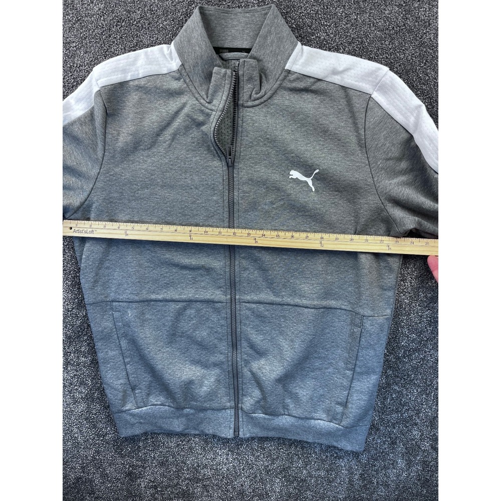 PUMA Track Jacket Mens‎ L 1/2 Front Zip Athletic Long Sleeve Pocket Gray - Picture 7 of 8